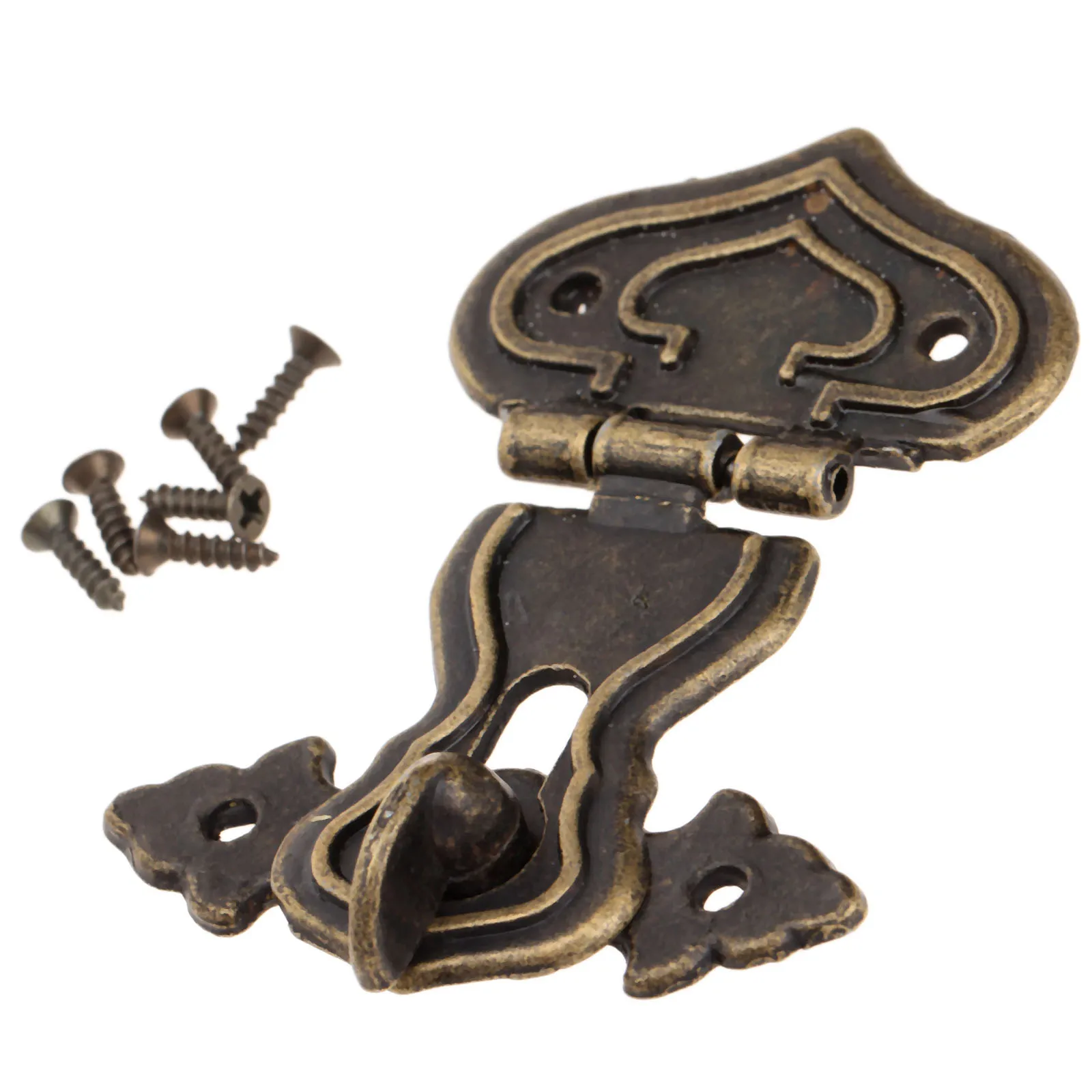 1Pc 63x47mm Antique Metal Lock Decorative Hasps Hook Gift Wooden Jewelry Box Padlock With Screws Vintage Furniture Hardware