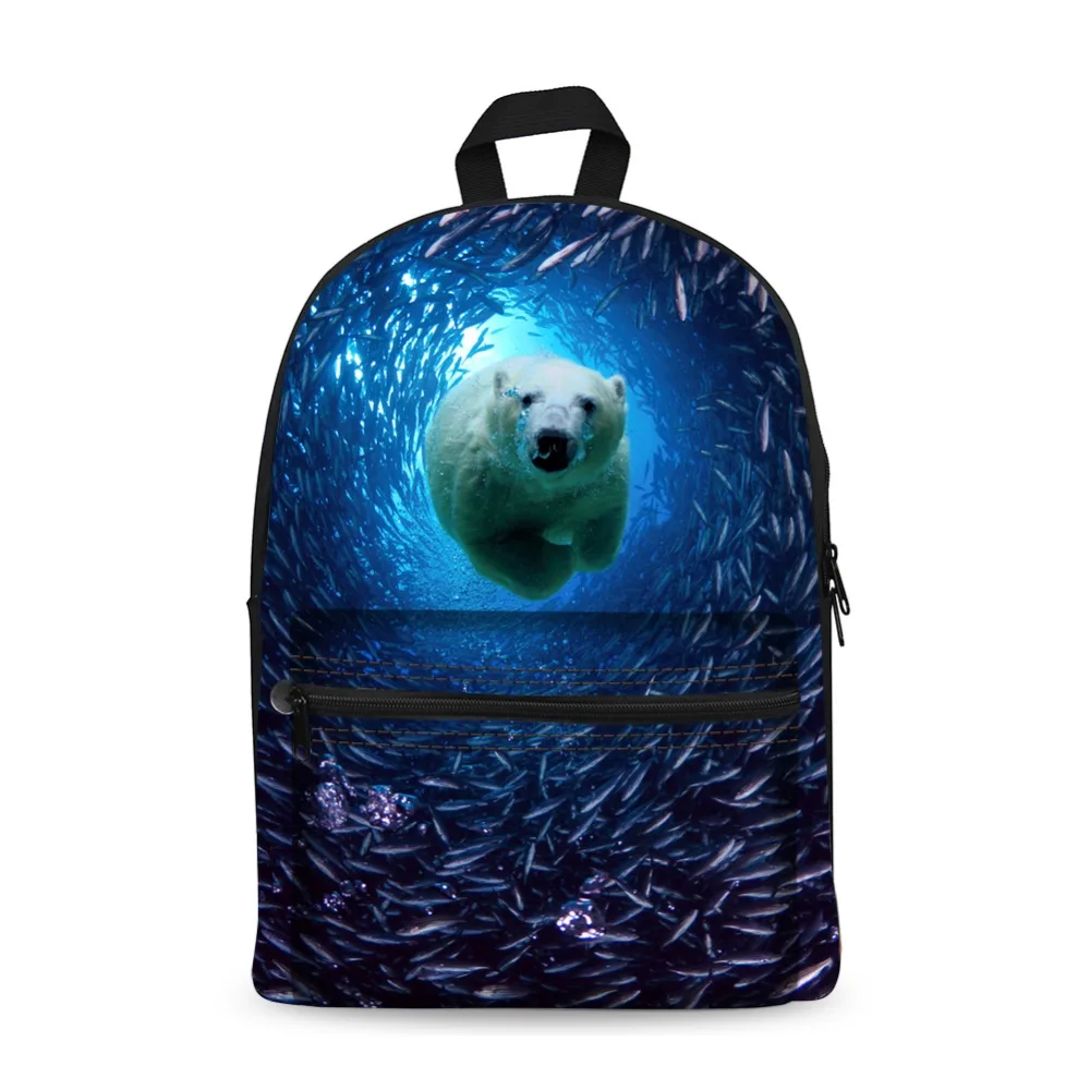 popular school backpacks for teenagers Marine  animals printed cotton bookbags for children girls boy's school bags