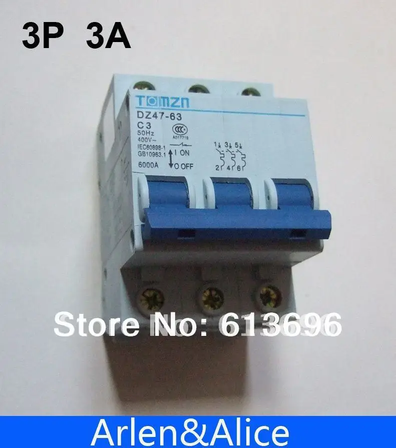 

3P 3A 400V~ 240V/415V 50HZ/60HZ Circuit breaker MCB C type