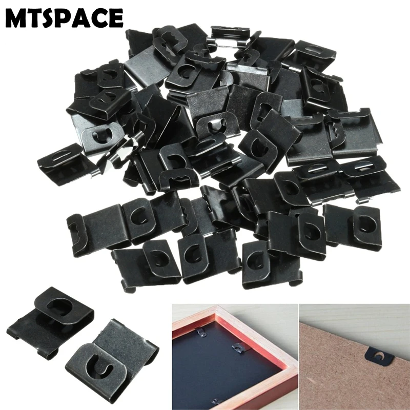 MTSPACE 50pcs/Set Hangers Clips Fix Hanging Hooks for Picture Photo Painting Frames Wall Artwork No-Trace Hanging Wall Nails