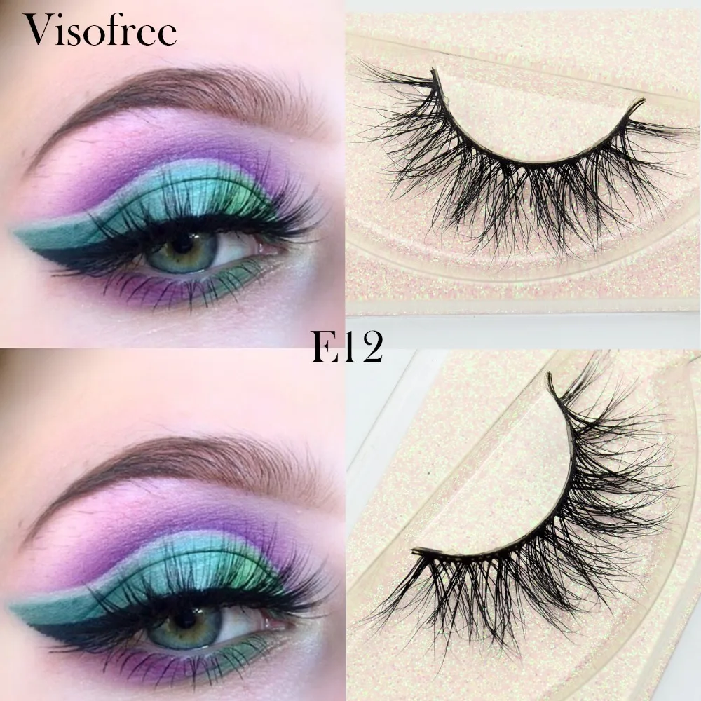 Visofree Nerz Wimpern Weiche Natürliche Lange Quer Gefälschte Auge Wimpern Handgemachte Dicke Falschen Wimpern Verlängerung Schönheit Make-Up Werkzeuge E12