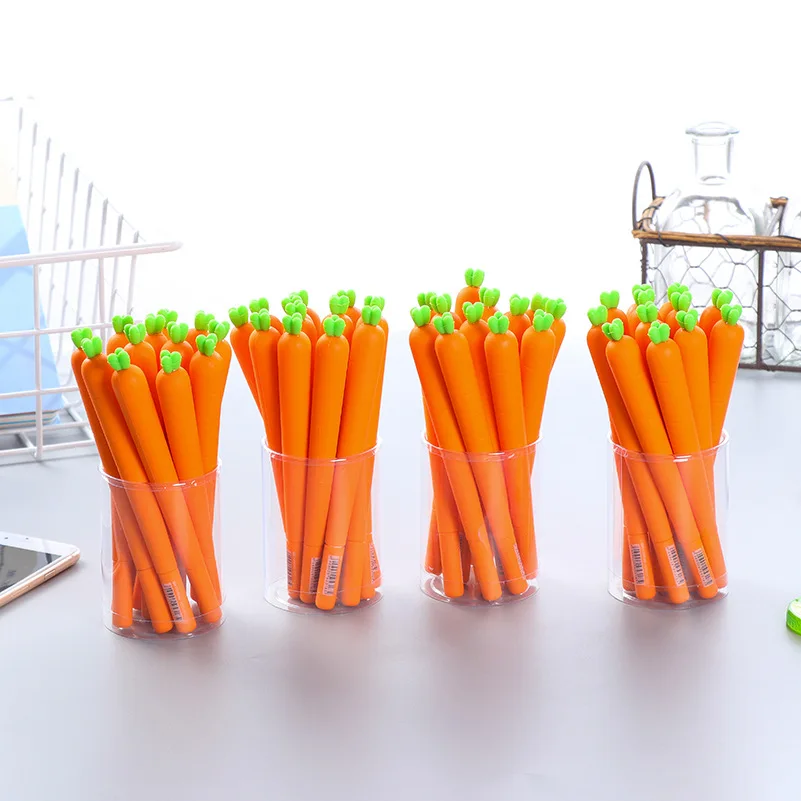 1 Pcs Cute Cartoon Realistic Carrot Styling Pen Neutral Black Signature Pen School Pen Office Supplies Wholesale