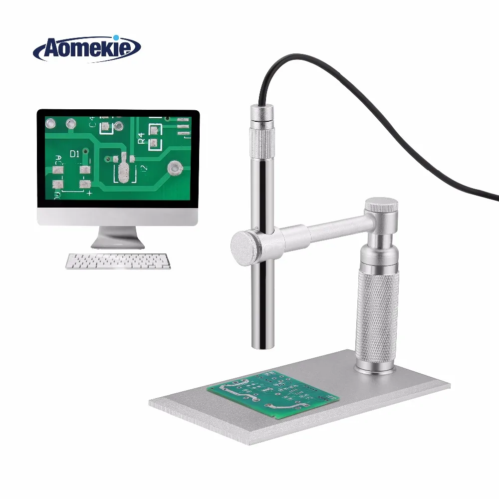 AOMEKIE 500X Digital USB Microscope 2MP HD Video Camera Stand Electron Pen Endoscope Skin Dentisty Detector PCB Soldering Tool