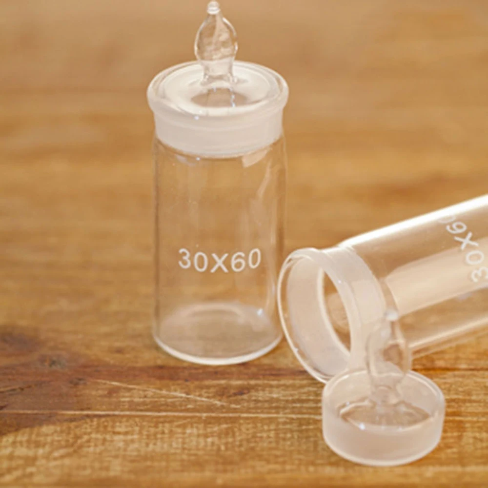 2pcs 30x60mm Glass Weighing Bottle In Low Form Glass Weighing Specific Gravity Bottle