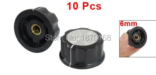 10 Pcs Black Silver Tone 19mm Top Rotary Knobs for 6mm dia. Shaft potentiometer