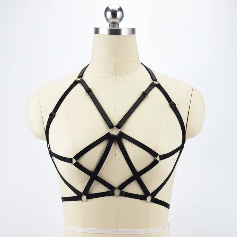 Body Harness Bra Bondage Cage Bra Women Crop Top Body Harness Fetish Wear 90's Cupless Bra Gothic Erotic Lingerie O0492