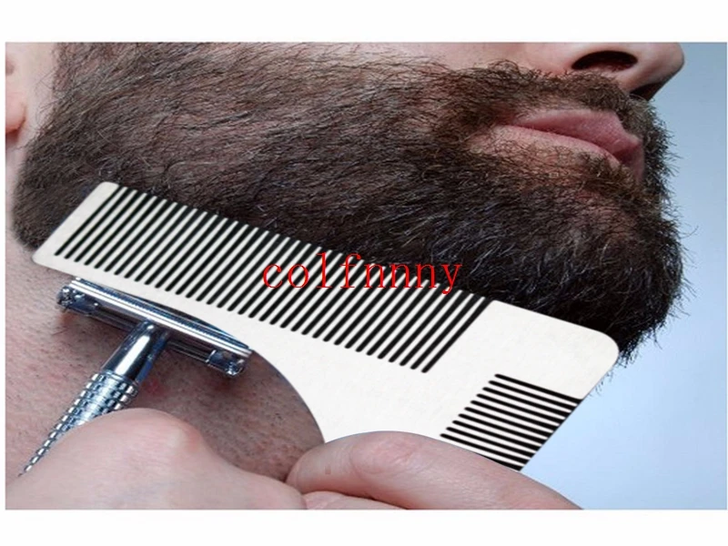 200pcs/lot Stainless Steel Beard Comb Styling Tool Shaving Handmade Cut Hair Molding Trim Template