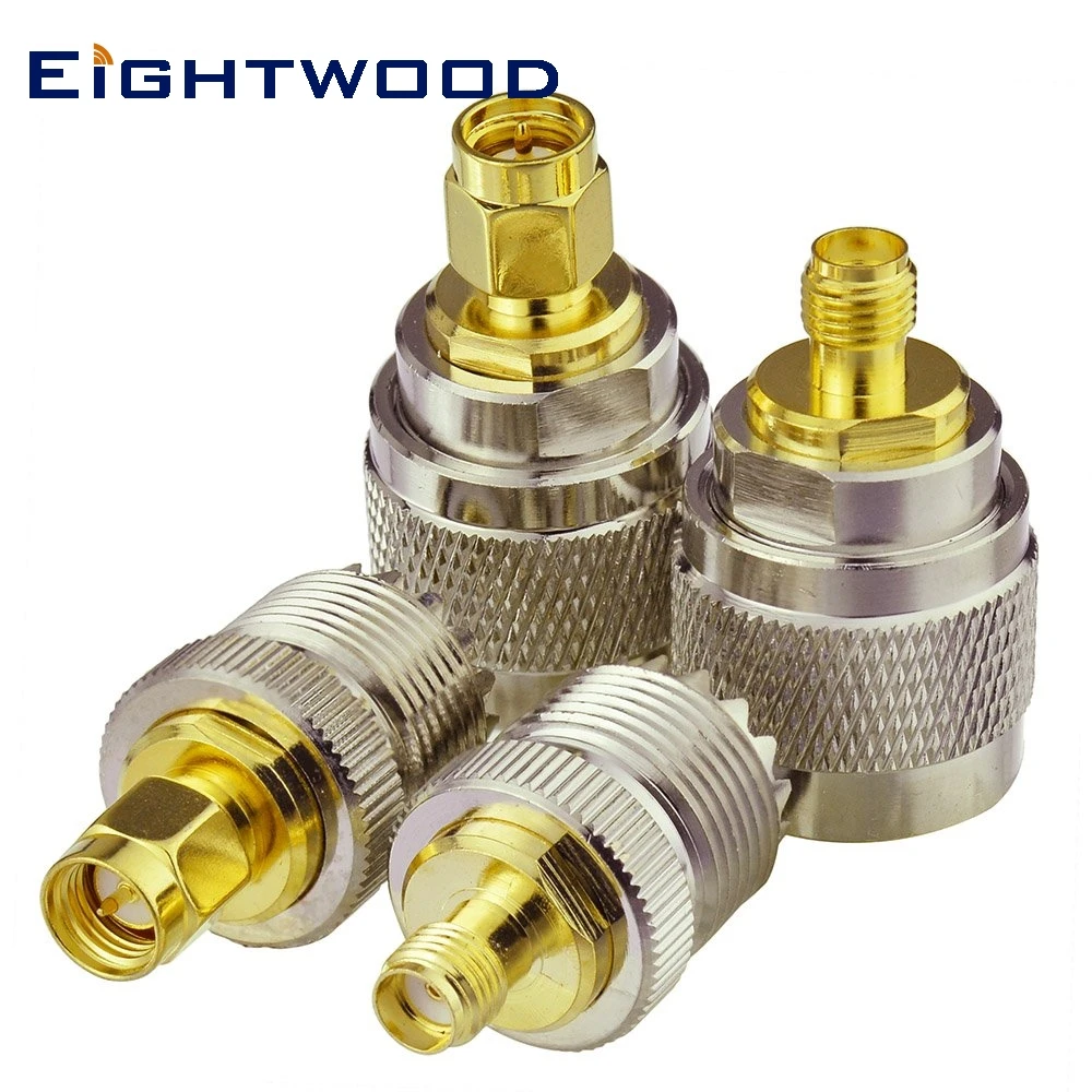 Eightwood UHF to SMA RF Coaxial Adapter UHF Male/Fmale (PL259/SO239) to SMA Male/Female Connector RF Coax Coaxial Adapter Kit