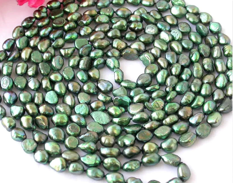 

80cm 200cm 30inch 80inch 10mm Deep green baroque freshwater pearl Necklace Jewelry