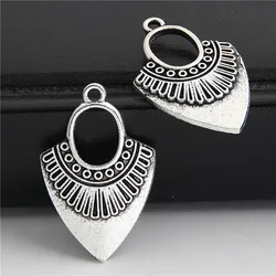 10pcs  Silver Color Geometric Earing Charms With Hole For Women Pendant Trendy Finding Jewelry Accessories 31.5x20.5mm A3029