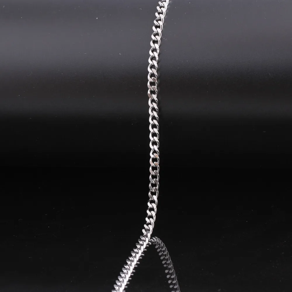 Naszyjnik łańcuch dla mężczyzn 60cm długi naszyjnik 3mm szeroki naszyjnik dla mężczyzn SilverTitanium łańcuch z ogniwami stalowymi naszyjniki mężczyzn — zdjęcie 7