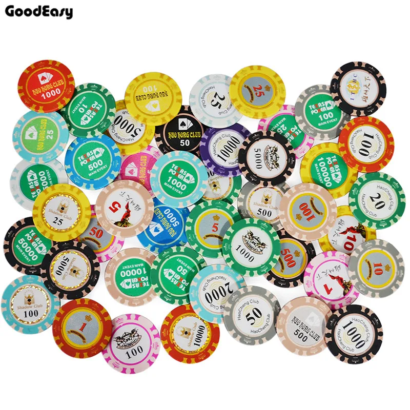 1000Pcs Customize Crown Clay Poker Chip Set with Design logo and denomination Anti-Chips Cerarmic Chip Poker Game Coin Accessory