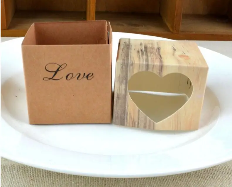 

100 pieces Hollow Cookie Candy Box Heart Kraft Boxes With Rustic Burlap Food Container DIY Favors Birthday Wedding Gifts Box