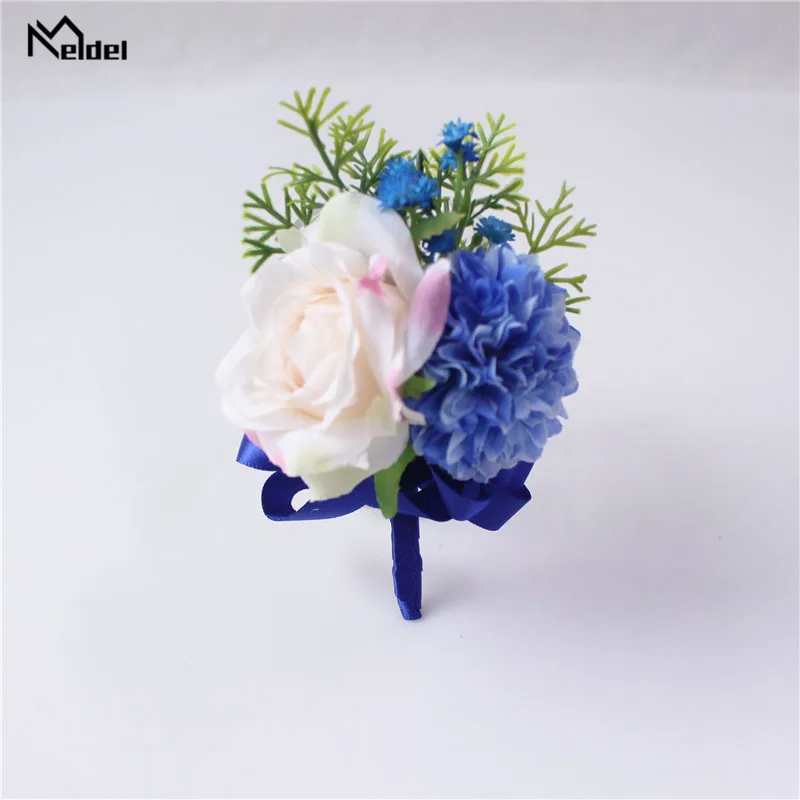 Meldel ramillete de novio, Pin de Boutonniere, ramillete de muñeca nupcial, pulsera de dama de honor, boda, fiesta, Reunión, accesorios de flores