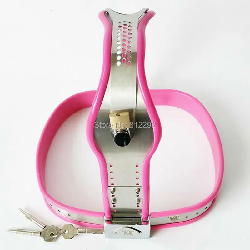 Stainless Steel Pink Chastity Belt Enforcer Chastity Device BDSM Sex Toys Female Chastity Belt Adjustable For Women Metal Underw