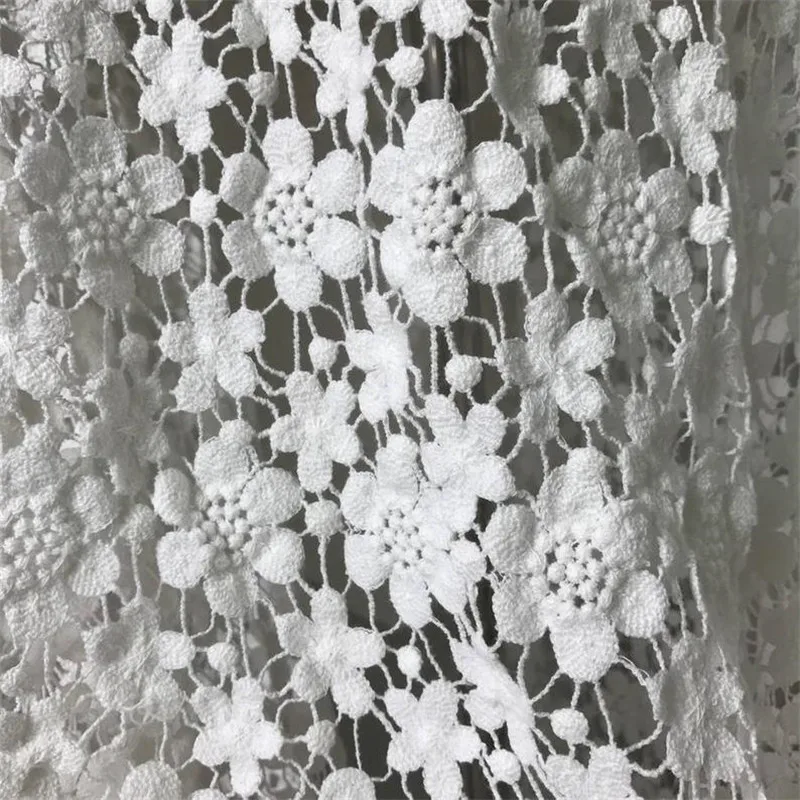 Retro Crochet hollowed fabric off white cotton fabric guipure lace fabric for party dress home decor