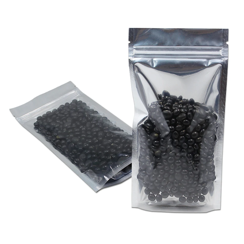 

200pcs Reclosable Doypack Aluminum Foil Bags Coffee Beans Snack Storage Pouch with Clear Plastic Heat Sealable Standing Packing