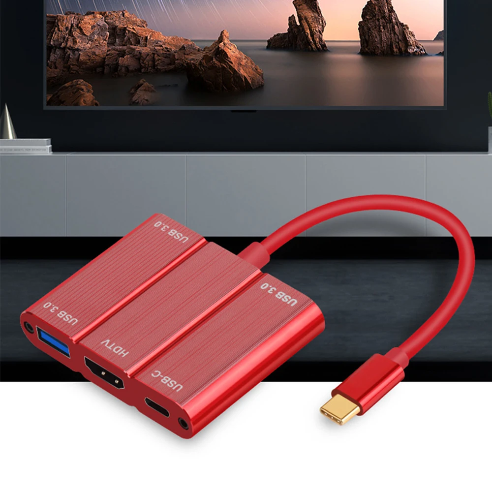 5in1 허브 유형 C-HDMI 호환 1080P 4K 어댑터 USB C-USB3.0 변환기 PD3.0 Macbook 용 충전 인터페이스 커넥터