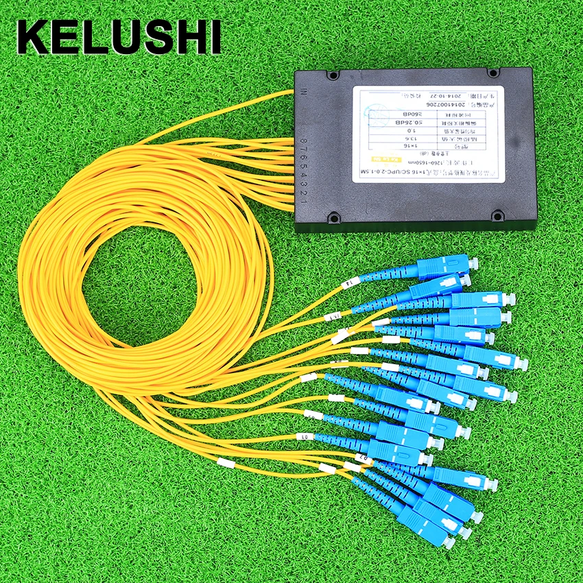 

KELUSHI 1x16 ПЛК-Сплиттер, отрезной Оптический Сплиттер, волоконно-оптический сплиттер, SC/UPC-интерфейс, устройство для обнаружения Оптического Волокна