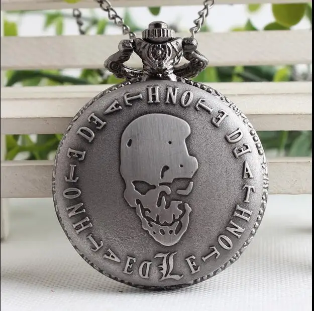 Death note quartz pocket watch anime pocket watch Flip clock Fashion quartz gray chain watches