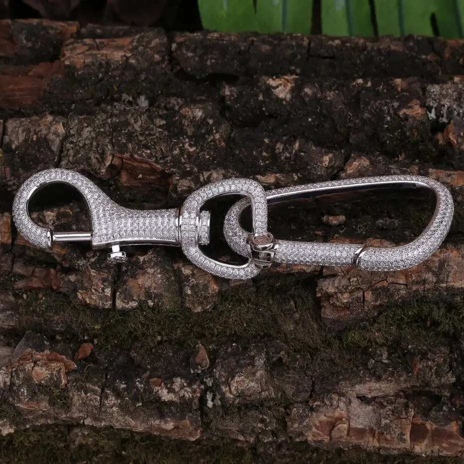 TOPGRILLZ New Iced Out Carabiner Keychain For Men Gold Silver Color Hip Hop Charm Jewelry Solid Copper With 5A CZ Keychain Gifts