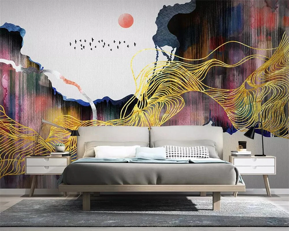 papel de parede 3d Mural wallpaper abstract lines landscape TV background living room bedroom home decor 3d wallpaper