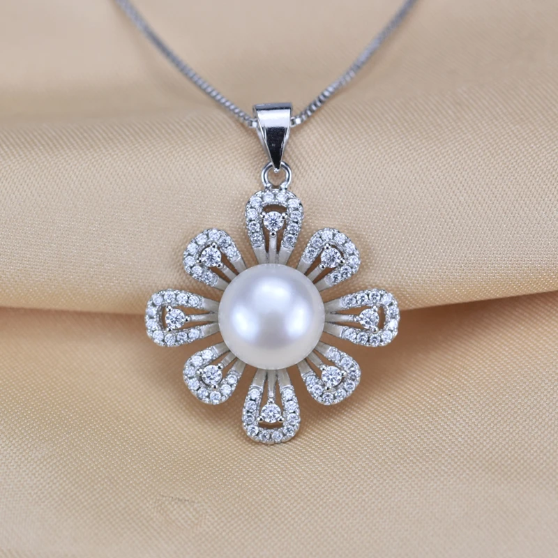 SHDIYAYUN 2019 Della Perla Dei Monili 925 Gioielli In Argento Sterling Per Le Donne Perla D'acqua Dolce Naturale Della Perla Del Fiore Della Collana Del Pendente Del Regalo