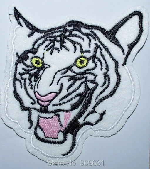 

4.3" white Bengal Tiger Cat Lion Cheetah Animal Iron On Patches, sew on patch,Appliques, Made of Cloth