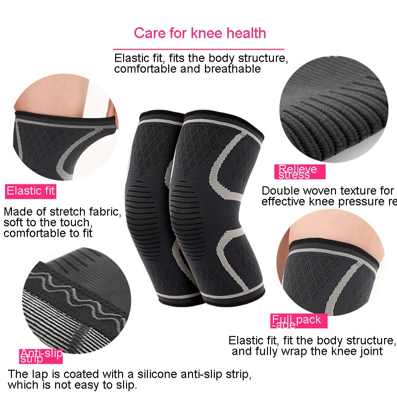 Fitness Running Cycling Knee Support Braces High Elastic Nylon Sport Compression Basketball Knee Pad Sleeve for Men Plus Size XL