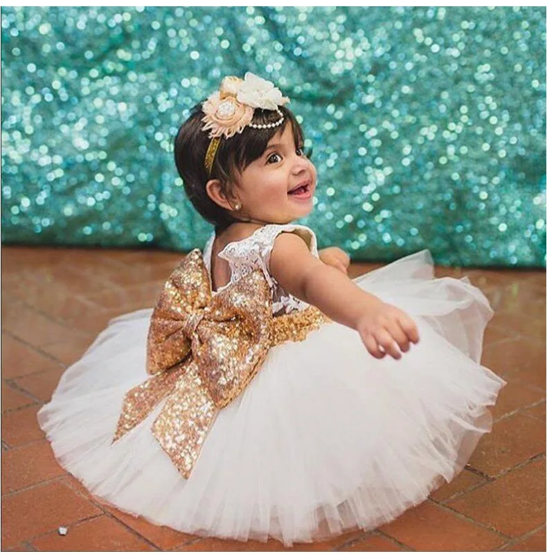 Baby & Young Girls Kids Wedding Flower Girl Dress Princess Party Pageant Formal Dress Back Bow Sleeveless Lace Tulle Dress DS19