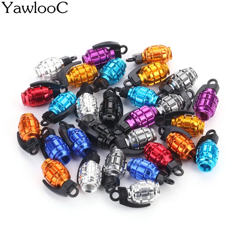 4Pcs/Lot Car Truck Motorcycle Accessories Bike Valve Cap Grenade Design Aluminum Alloy Car Tire Wheel Valve Stem Caps