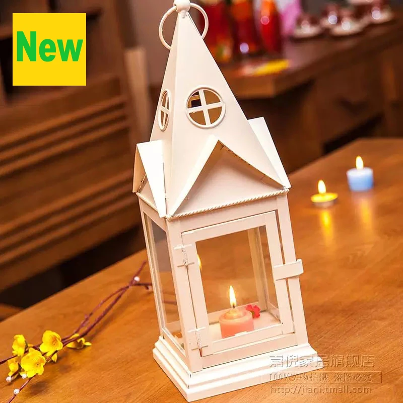 

Nordic Cabin Candle Lantern European Candle Holders Romantic Iron Candlestick Christmas Lantern Decoration For Weddings