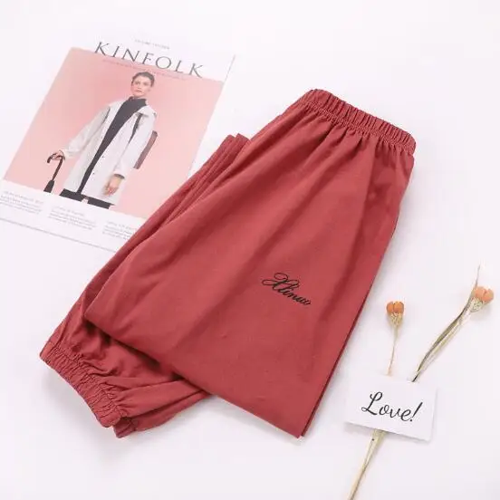 Fdfklak Pantaloni del pigiama di cotone per le donne Primavera Autunno Pantaloni da notte Pantaloni da salotto Pantaloni da casa Pantaloni da