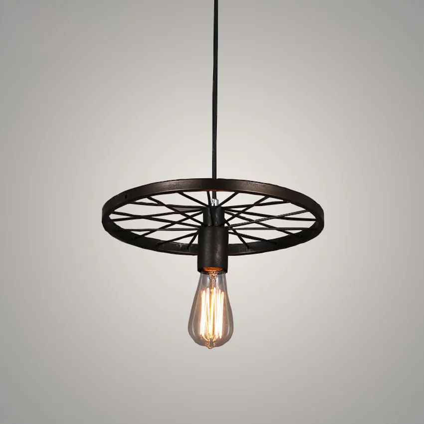 Free Shipping Loft Industrial Wheel Shape pendant lights Slack Iron Wrought Pendant Lamp Edison Pendant light