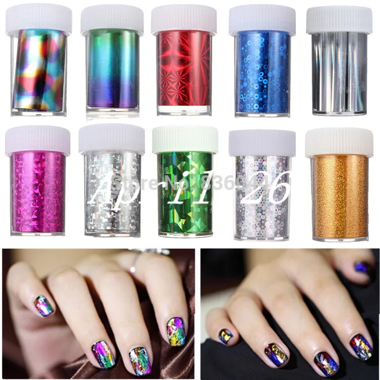 10pcs/lot Design 100cm*4cm Nail Art Supplies Transfer Foil Tips Stickers Decoration Silver Gold DIY Polish Styling Tool Manicure