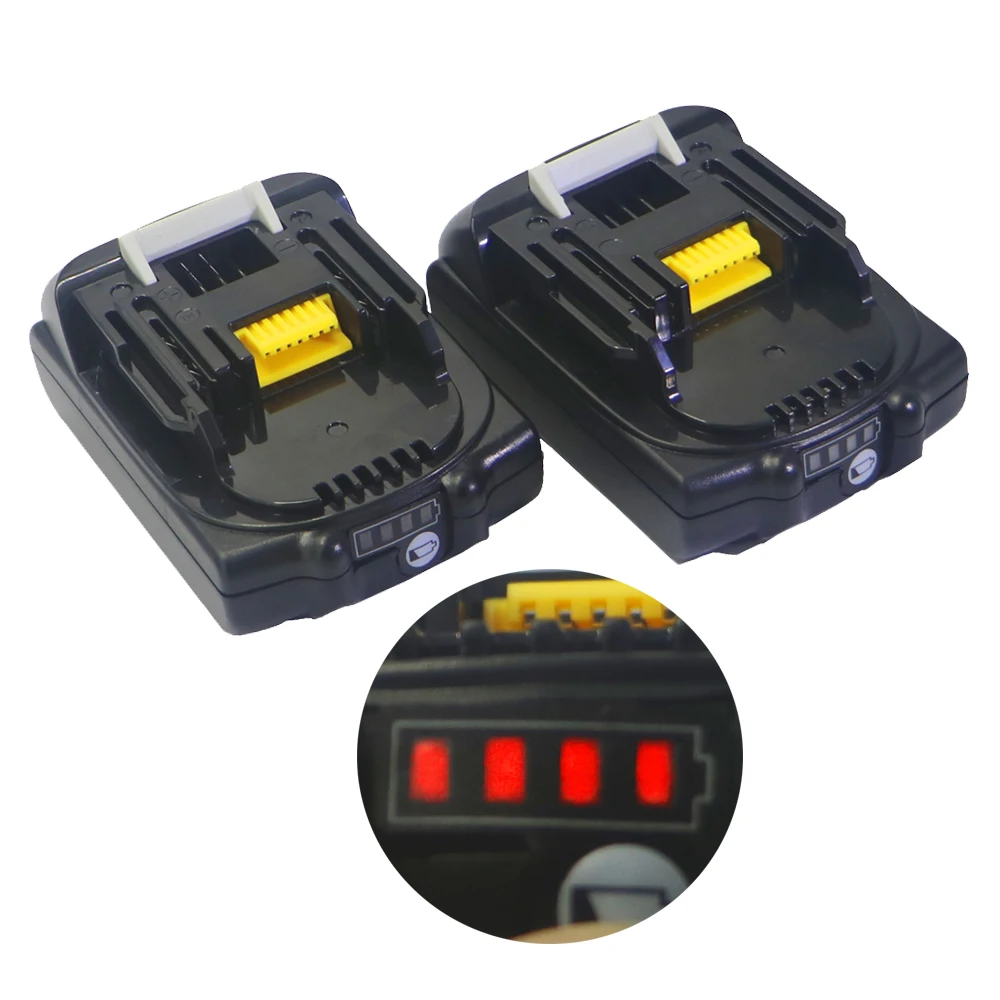 2pcs 18V 2000mAH 2.0AH BL1815 BL1820 li-ion battery work light+ for makita  BL1820B-2 BL1830 with LED Gauge Universal battery