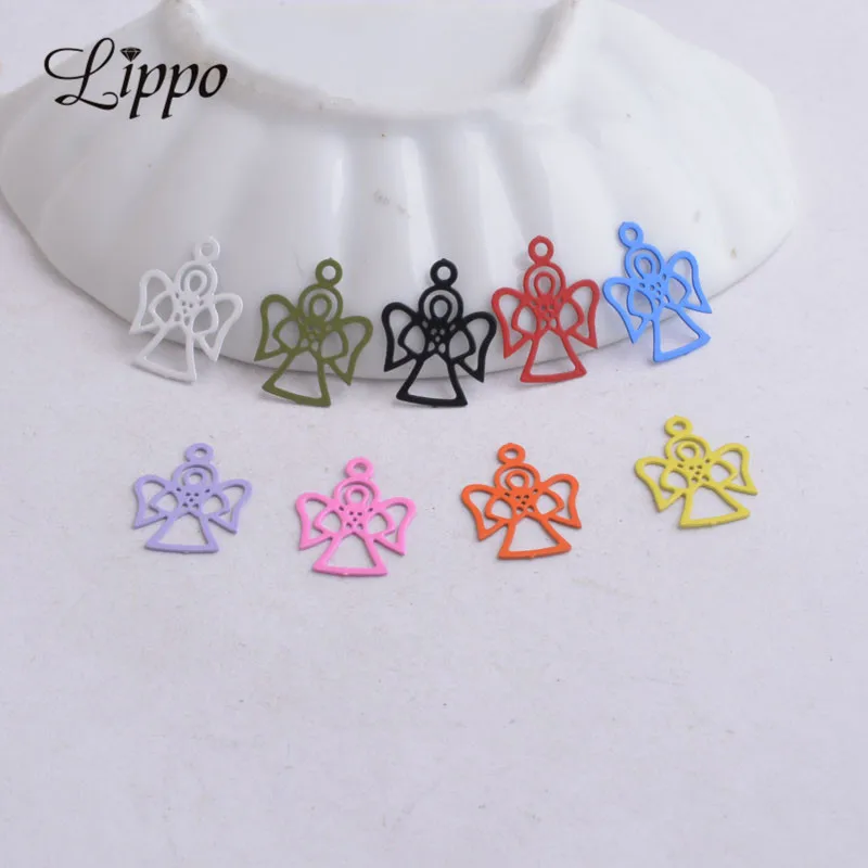 100pcs AC9035 12mm*16mm Painted Cute Angle Model Charms Angles Wings Pendants