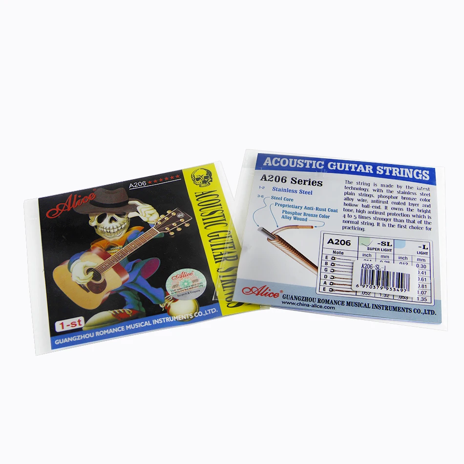 Alice acoustic Guitar strings 1-ST A206 Series 0.11inch 0.28mm Steel core Proprietiary Anti Rust Coat