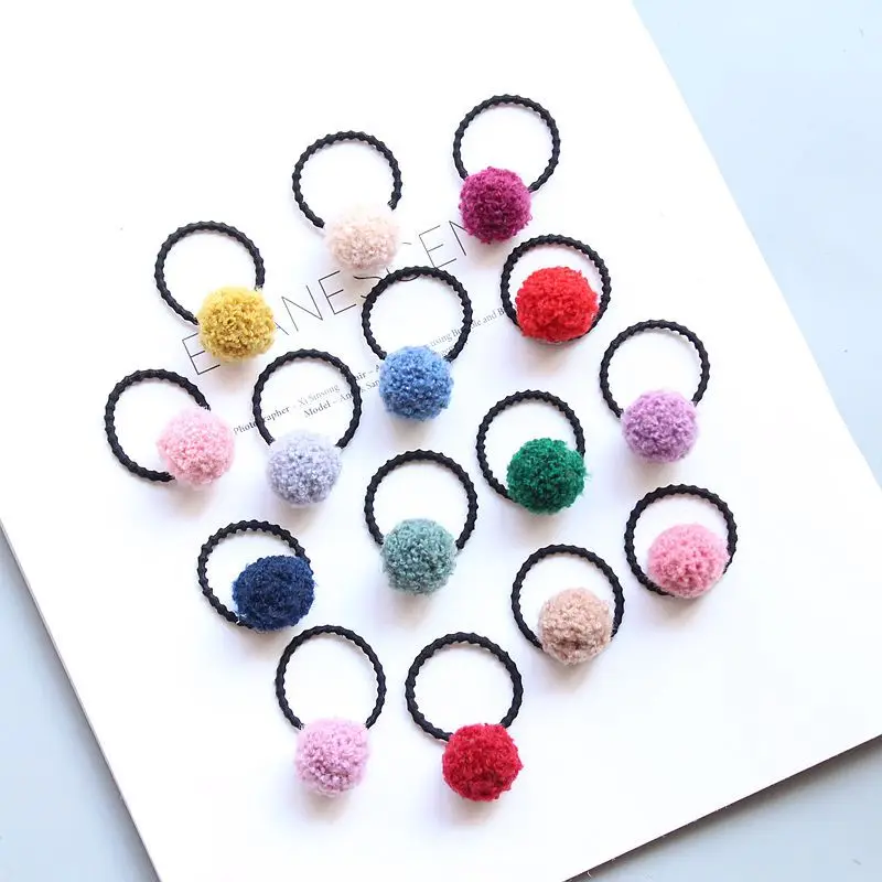 60pcs Fashion Cute Pom Pom Hair Ties Candy Color Balls Elastic Hair Bands Princess Headwear Girls Hair Accessories