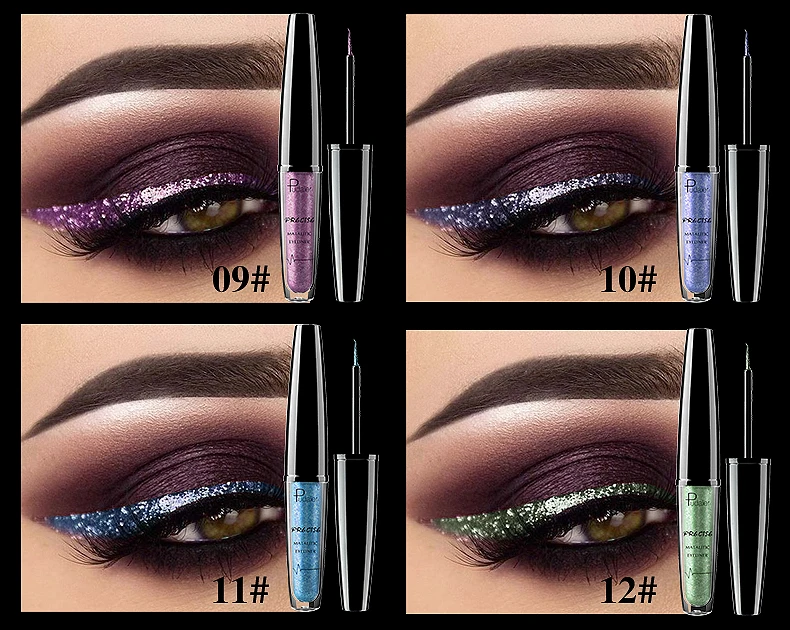 Nieuwe Vloeibare 16 Kleuren Shimmer Eyeliner Gel Waterdichte Langdurige Glitter Eye Liner Make-Goud Blauw Zilver Eyeliners Cosmetica