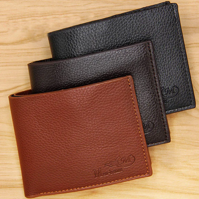 

2019 Men PU Leather Wallet Fashion Short Bifold Casual passport bag Coin Pocket Male Blocking Purses Money Wallet C133