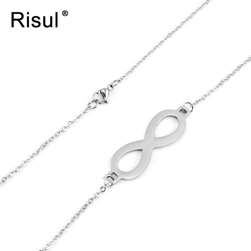 

Risul Infinity style with 2 ear hole charm infinite pendant female Necklace Diy jewelry mirror polish S.steel wholesale 50pcs