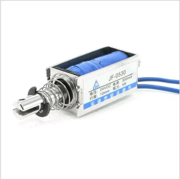 JF-0530B DC 6V 12V 24V 300mA 10mm Stroke 5N 0.5Kg 1LB Force Push Type Open Frame Solenoid Electromagnet