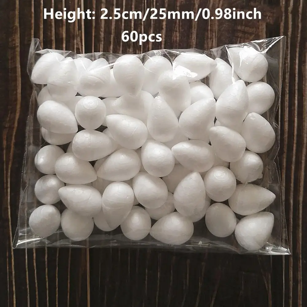 2/2.5/3/4/4.5/5.5cm 10-100pcs Water Drop Modeling Shaped Styrofoam Foam Crafts Flower Heart DIY Handmade White Foam Rose Buds