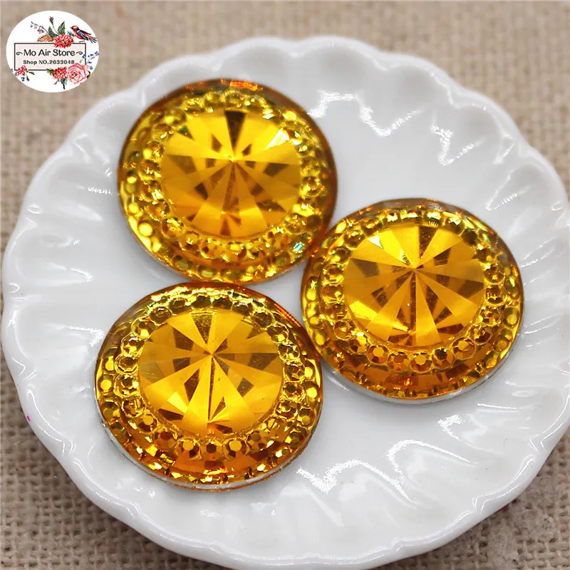 50pcs Shining Round Acrylic Rhinestone Flat back Cabochon Art Supply Decoration Charm Craft DIY 16mm no hole