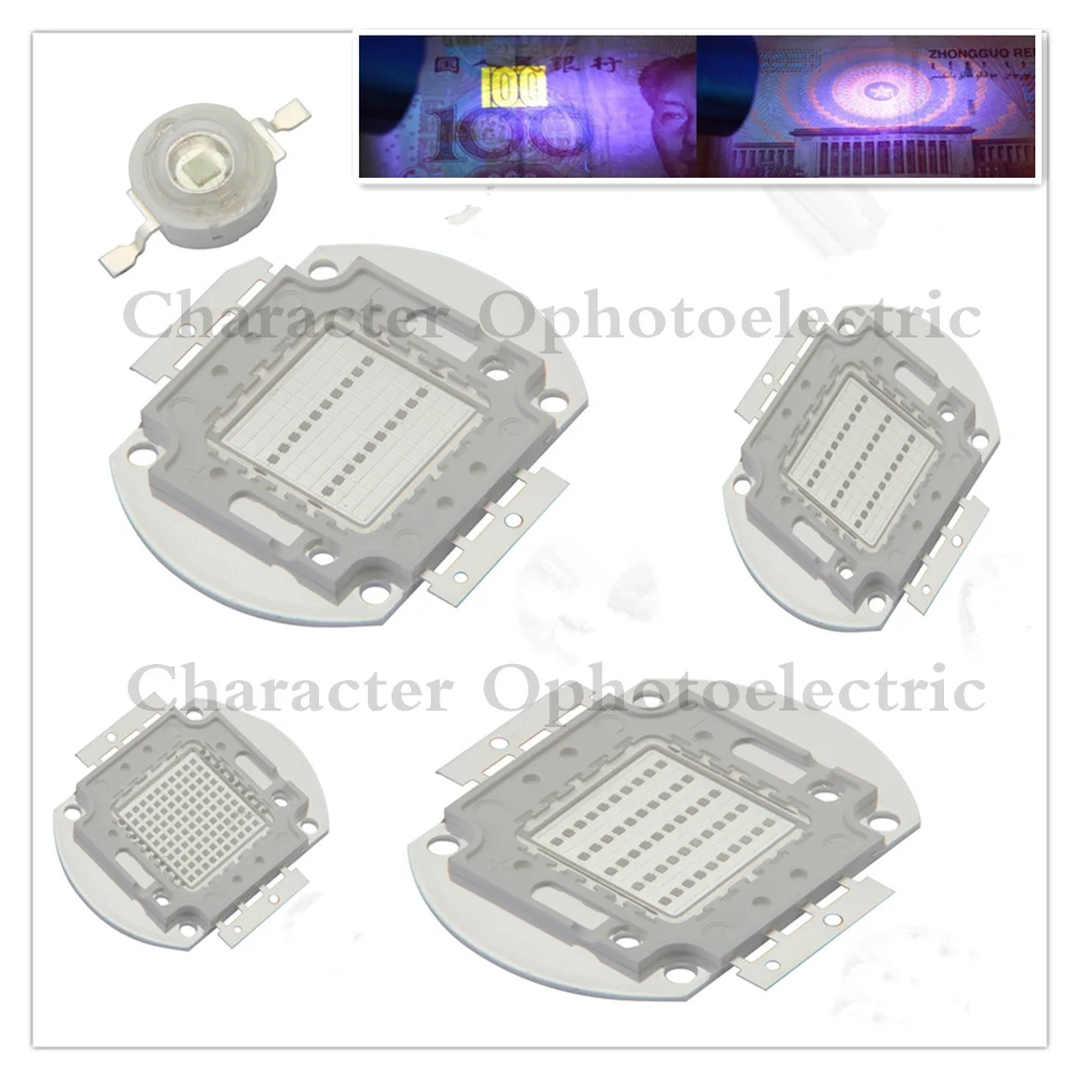 

LED UV Purple LED integrated chips 365 375 385 395 405 425NM High Power COB Ultraviolet Lights 3/5/10/20/30/50/100 Watt