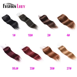 Fashion Lady Pre-Colored Brazilian Straight Closure 10-20 Inch 4*4 Lace Closure 7 Color For Choosing Human Hair Closure Non-Remy