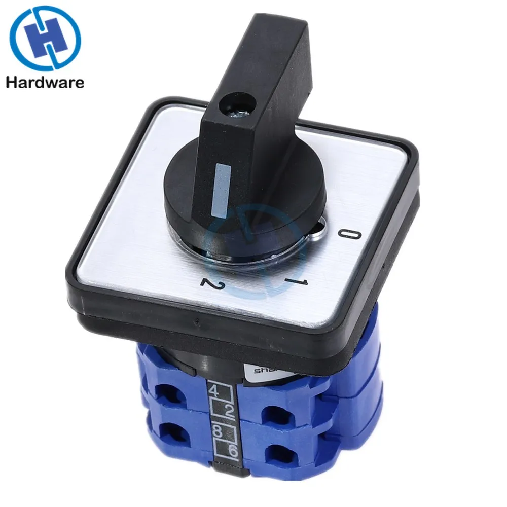 Interruptor de cambio de leva rotativa de 20A, 660V, 3 posiciones, 0-1-2, 8 terminales, LW28-20