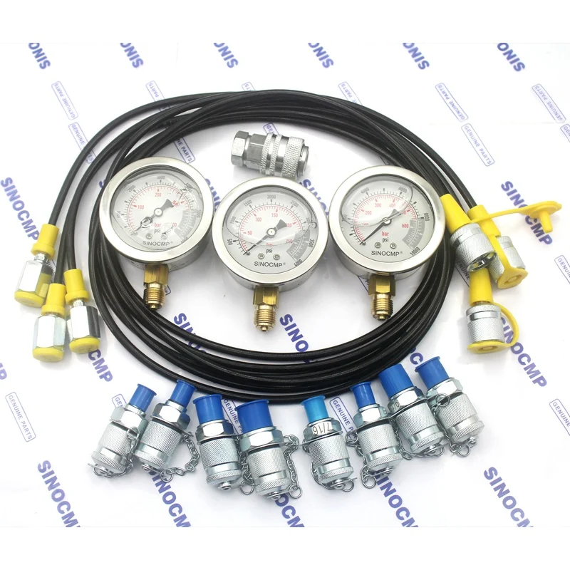 Excavator Hydraulic Pressure Gauge Test Kit, Diagnostic Tool, Hydraulic Point Tester Coupling, 2 year warranty