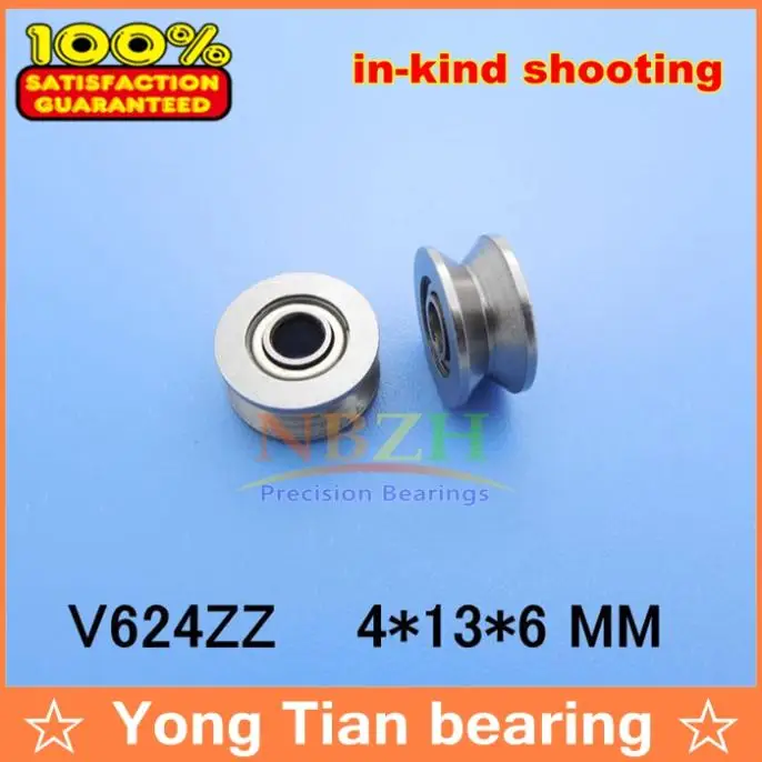 

V624ZZ V groove roller wheel ball bearings 4*13*6 mm embroidery machine pulley bearing V624 624VV (Carbon steel) 4X13X6 MM